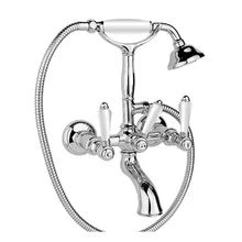 Cottage Petit Mont Blanc mélangeur bain nickel avec inverseur-douchette-support-flexible