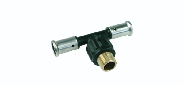 Henco PVDF pers verloop T-stuk met buitendraad 90° FMF 26 x 3/4 M x 26 mm