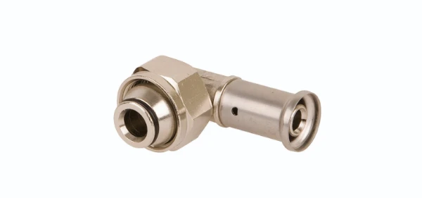 Henco P-serie laiton à sertir presse-étoupe éqerre avec joint conique 90° FF 16 x EK3/4 F