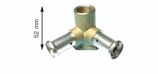 Henco laiton à sertir culasse double 90° FF 16 x 1/2 F x 16 mm - raccordement 90°