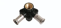 Henco PVDF à sertir culasse double 90° FF 16 x 1/2 F x 16 mm