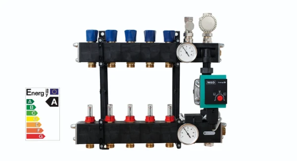Henco UFH CDP composiet zelfregelende voorgemonteerde verdeler met A-label pomp - 7 x EK3/4