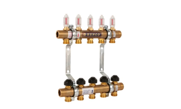 HENCO COLLECTEUR EN LAITON,RÉGLABLE,AVEC DÉBITMÈTRES 1 -7X3/4  EK