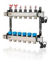 Henco UFH collecteur prémonté en inox avec débit- et thermomètres 4/4 - 5 x EK3/4