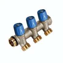 Henco VBS laiton collecteur avec vannes d'arrêt 3/4 - 2 x EK3/4 - bleu
