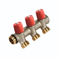 Henco VBS laiton collecteur avec vannes d'arrêt 4/4 - 2 x EK3/4 - bleu