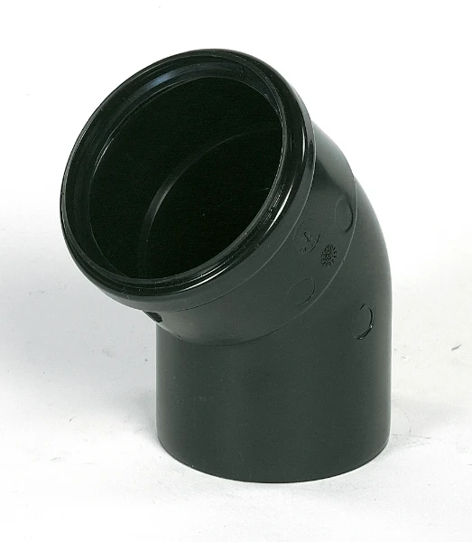 Ubbink Rolux PP coude arrivée d'air 45° MF 80 x 80 mm - noir