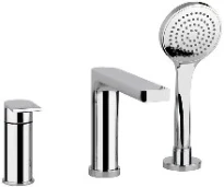 Gessi Emporio robinet baignoire 3-trous sur gorge - avec douchette à main, flexible et inverseur - chromé