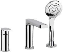 Gessi Emporio robinet baignoire 3-trous sur gorge - avec douchette à main, flexible et inverseur - chromé