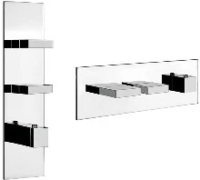 Gessi Rettangolo set de finition chromé 2 sorties independ. horizontale/verticale, pr partie encastrable 43103