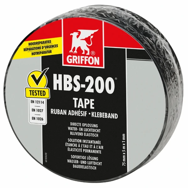 ADHESIF GRIFFON HBS-200 caoutchouc role 7,5cm x 5m noir