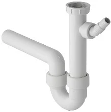 Geberit PP siphon tubulaire simple 6/4 x 40 mm - blanc - avec raccordement machine à laver - anneau réducteur 6/4 x 5/4