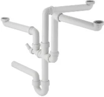 Geberit siphon 6/4 x 40 mm blanc polypropylène pour évier à 2 cuves et 1 déversoir