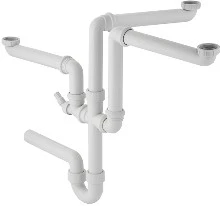 Geberit siphon 6/4 x 40 mm blanc polypropylène pour évier à 2 cuves et 1 déversoir