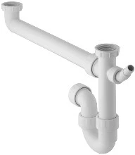 Geberit PP siphon tubulaire double6/4 x 40 mm - blanc - avec raccordement machine à laver - avec raccord à compression