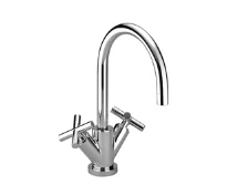 MELANGEUR DE LAVABO DUO-COMMANDE DORNBRACHT TARA. mat noir avec vidage,bec orientable de 165 mm