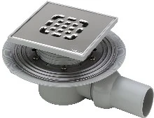 Viega Advantix siphon de sol - horizontal - avec bride de serrage - avec rehausse 150 x 150 - grille inox - garde d'eau 30 mm