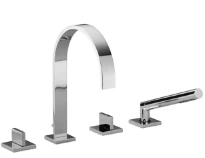 Dornbracht MEM mit. Bain 4-trous sur gorge avec rosaces bec 220mm chromé