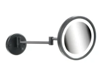 Geesa Mirror miroir de rasage 215 mm - 2 bras, éclairage LED, 3x agrandissant - noir