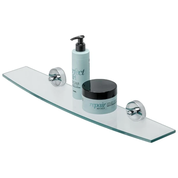TABLETTE GEESA LUNA 60 - verre avec supports chromé