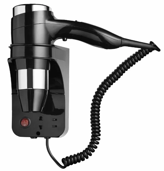Geesa Hairdryer haardroger 1600W - 3 snelheden - zwart/chroom - met scheerstopcontact