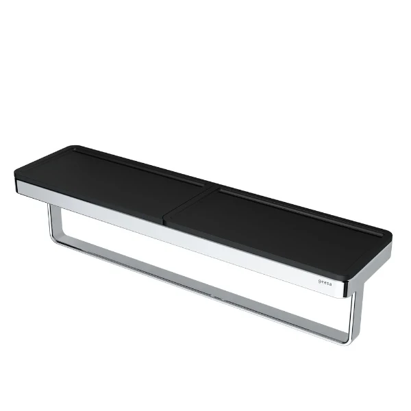 GEESA Frame Porte-serviette avec tablette Noir / Chromé