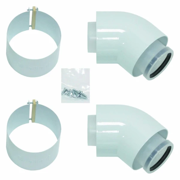 Bulex RGA concentrique PP/acier coude 45° 60/100 mm - prix par set de 2 pièces