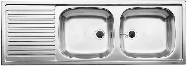 Blanco Top inbouwspoeltafel 1235 x 435 mm - 2 bakken - met verlek - omkeerbaar - inox satijnglans