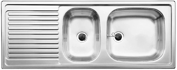 Blanco Top inbouwspoeltafel 1100 x 435 mm - 1 + 1/2 bak - met verlek - omkeerbaar - inox satijnglans