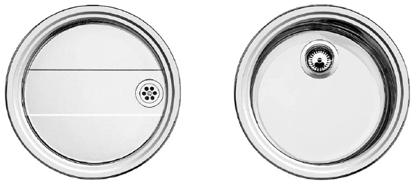 EVIER A ENCASTRER BLANCO RONDOSET 460 MM inox 1 cuve ronde + 1 egouttoir rond