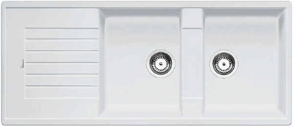 Blanco ZIA 8S inbouwspoeltafel 1160 x 500 mm - 2 bakken - met verlek - omkeerbaar - wit - manueel