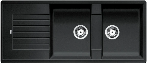 EVIER A ENCASTRER BLANCO ZIA 8 S 1160 - 500 o gris anthracite ral 7016 silgranit clean manuelle 2 cuves a/egouttoir reversible