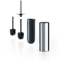Inda Mailove porte-brosse - chromé/gris foncé - anti-bactérielle - à poser-ou modèle mural - incl.brosse de réserve