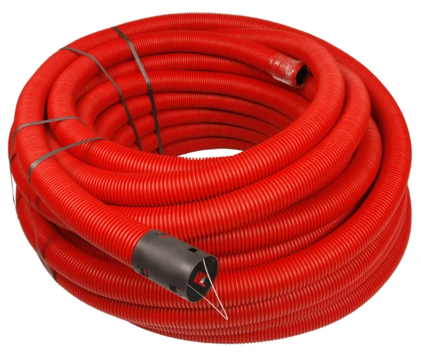 Wavin Kabelflex tuyau de protection de câble avec fil de traction 50 mm (rouleau 25m) - rouge - prix par mètre
