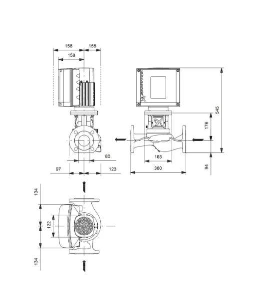 Grundfos In-line pomp TPE3 80-180 S-A-F-A-BQQE-IWB
