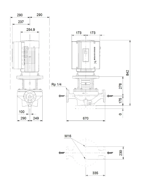 Grundfos In-line pompe TPE 100-200/4 A-F-A-BQQE-MWA