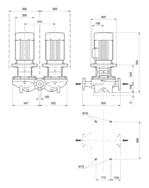 Grundfos In-line pompe TPD 100-240/2 A-F-A-BQQE-MW1