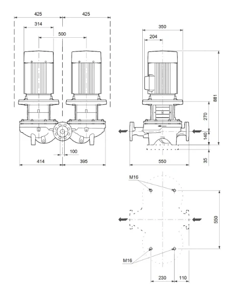 Grundfos In-line pompe TPD 100-250/2 A-F-A-BQQE-NW1