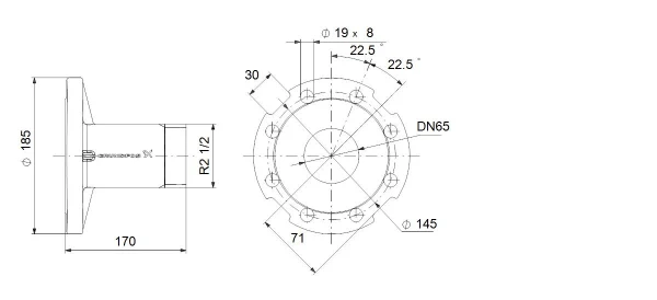 GRUNDFOS Adapter R2½ DN 65 PN16/40, EN 1.4308