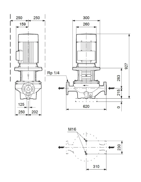 Grundfos In-line pompe TP 125-160/4 A-F-A-BQQE-MW3