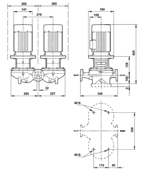 Grundfos In-line pompe TPD 32-100/4 A-F-A-BQQE-DW3