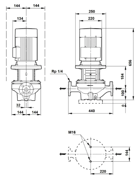 Grundfos In-line pompe TP 32-460/2 A-F-A-BQQE-KW1