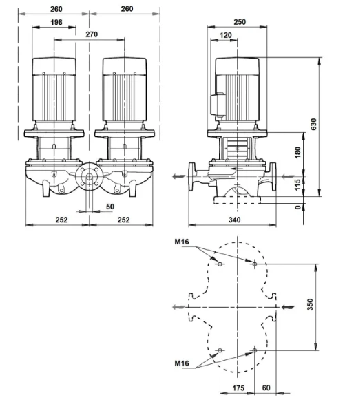 Grundfos In-line pompe TPD 50-290/2 A-F-A-BQQE-JW1