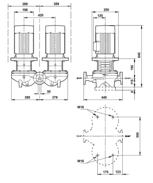 Grundfos In-line pompe TPD 50-230/4 A-F-A-BQQE-JW3