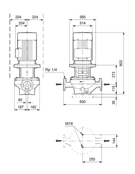 Grundfos In-line pomp TP 80-520/2 A-F-A-BQQE-PW1