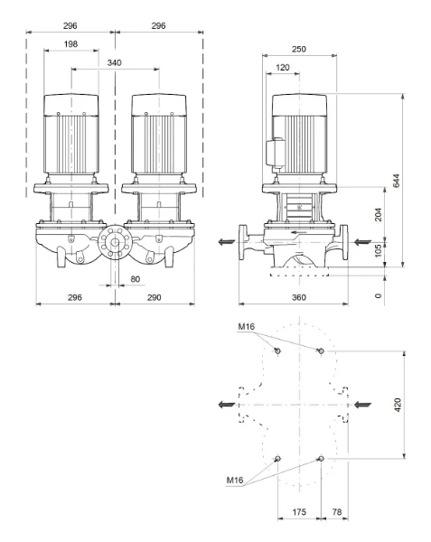 Grundfos In-line pompe TPD 80-180/2 A-F-A-BQQE-JW1