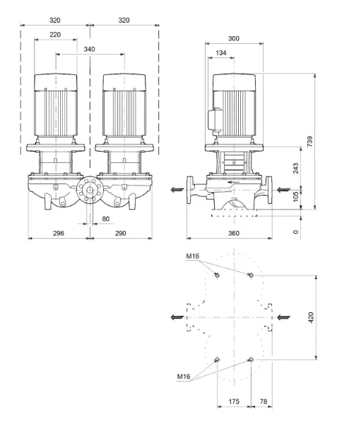 Grundfos In-line pompe TPD 80-240/2 A-F-A-BQQE-LW1