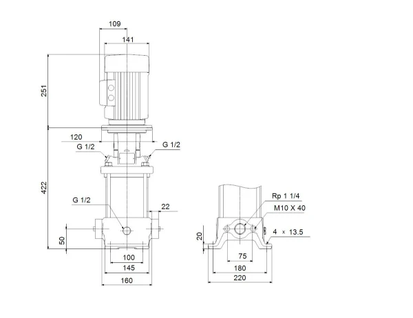 Grundfos pompe centrifuge verticale CR5-8 A-A-A-E-HQQE 3x230/400 50HZ
