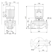 Grundfos In-line pompe TP 65-180/2 A-F-A-BQQE-HX1