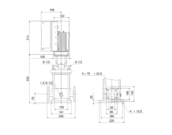 GRUNDFOS CRE1-6 A-FGJ-A-E-HQQE 1x200-240 60HZ